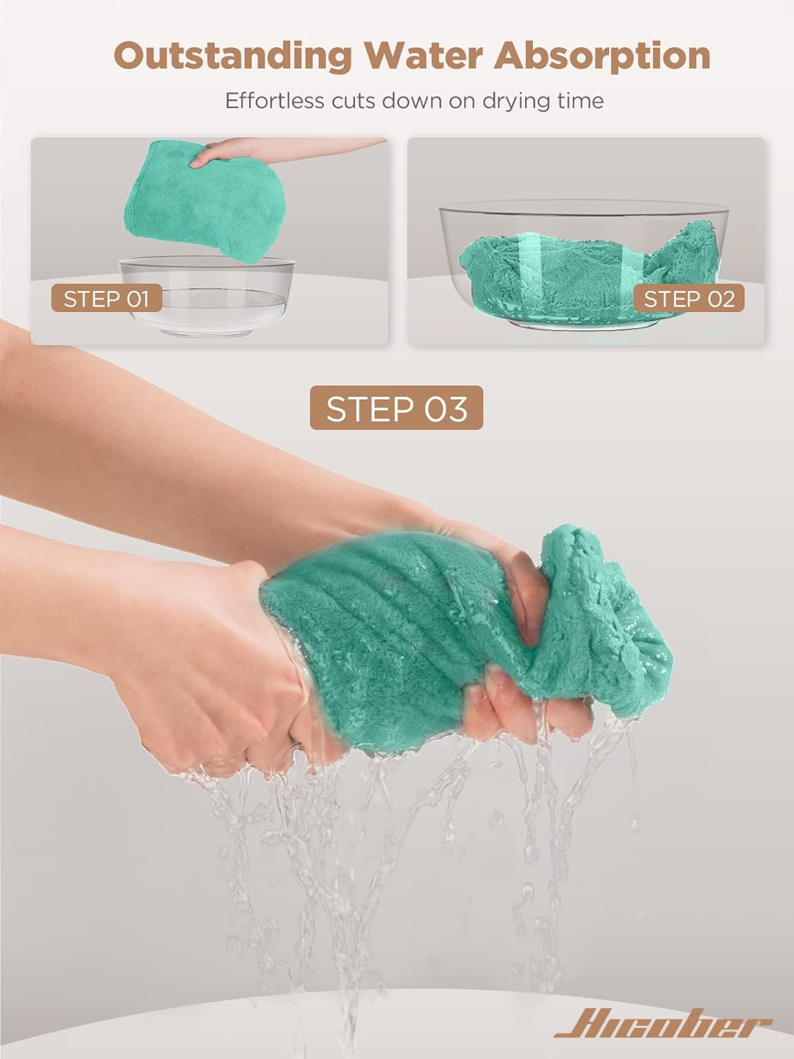 Hicober Microfiber Hair Towel Wrap showing durability after washing