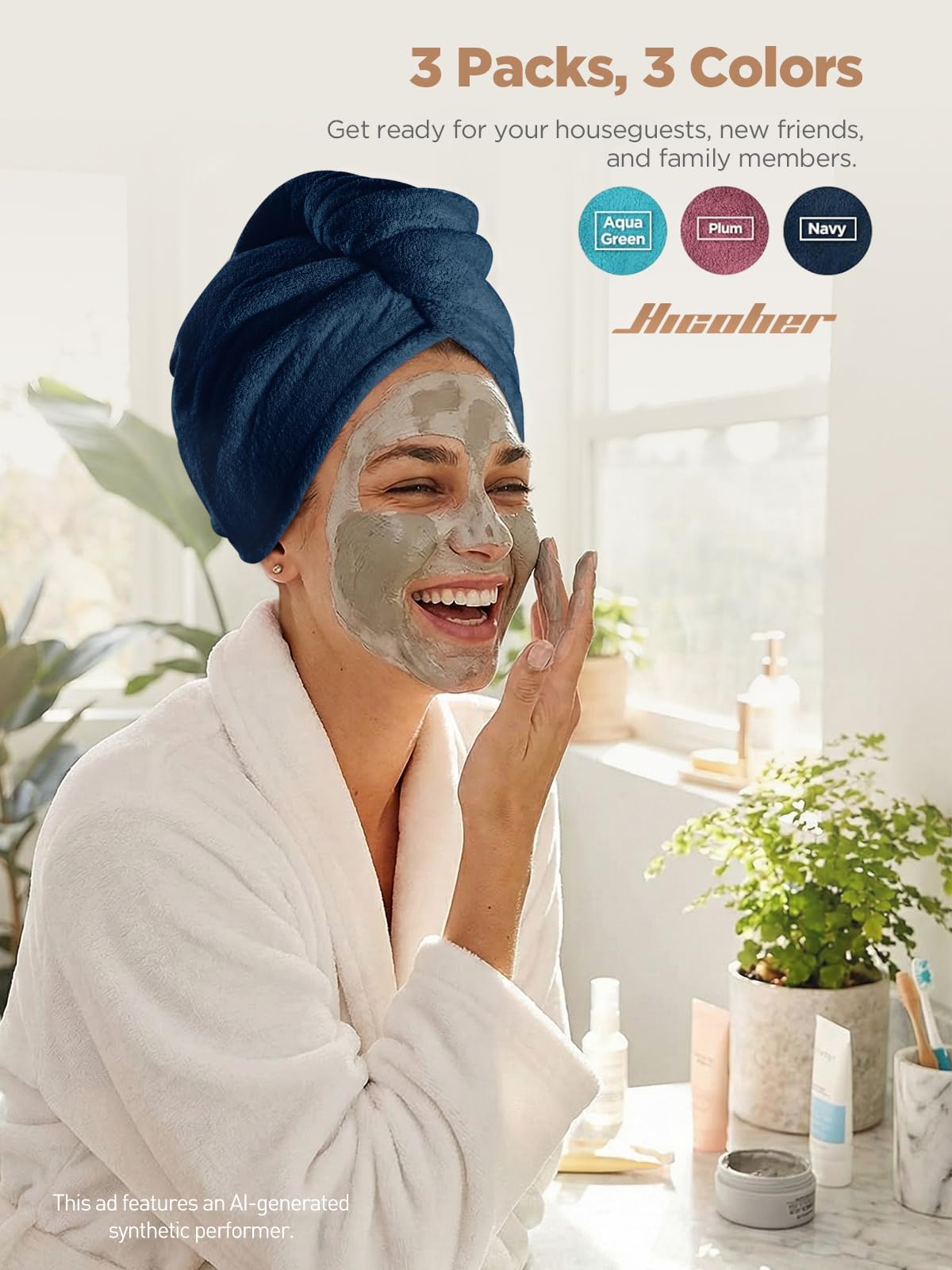 Hicober Microfiber Hair Towel Wraps displayed together