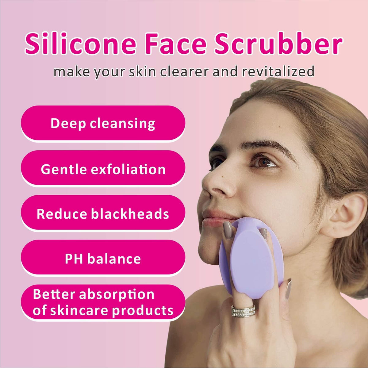 HIEERBUS Silicone Face Scrubber back view showing bristles