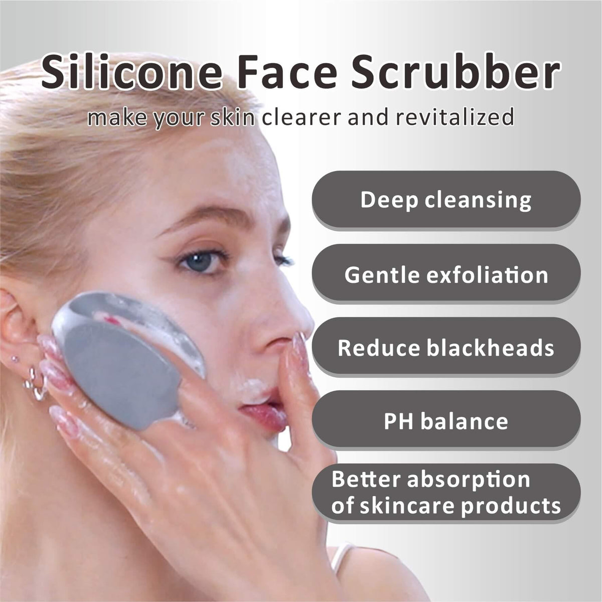 HIEERBUS Silicone Face Scrubber in hand for size reference