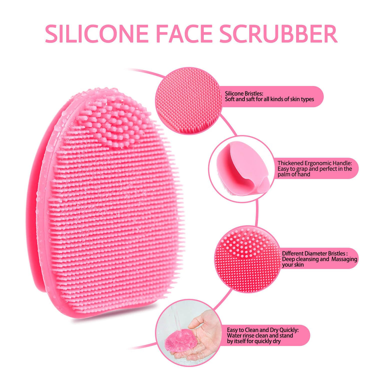 HIEERBUS Silicone Face Scrubber showing ergonomic handle
