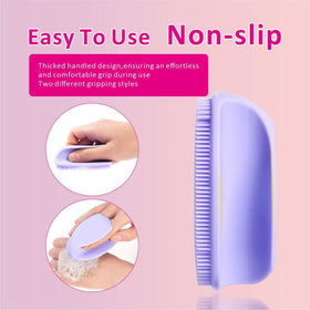 HIEERBUS Silicone Face Scrubber standing on a bathroom counter
