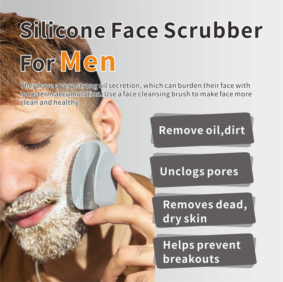 HIEERBUS silicone face scrubber with ergonomic handle