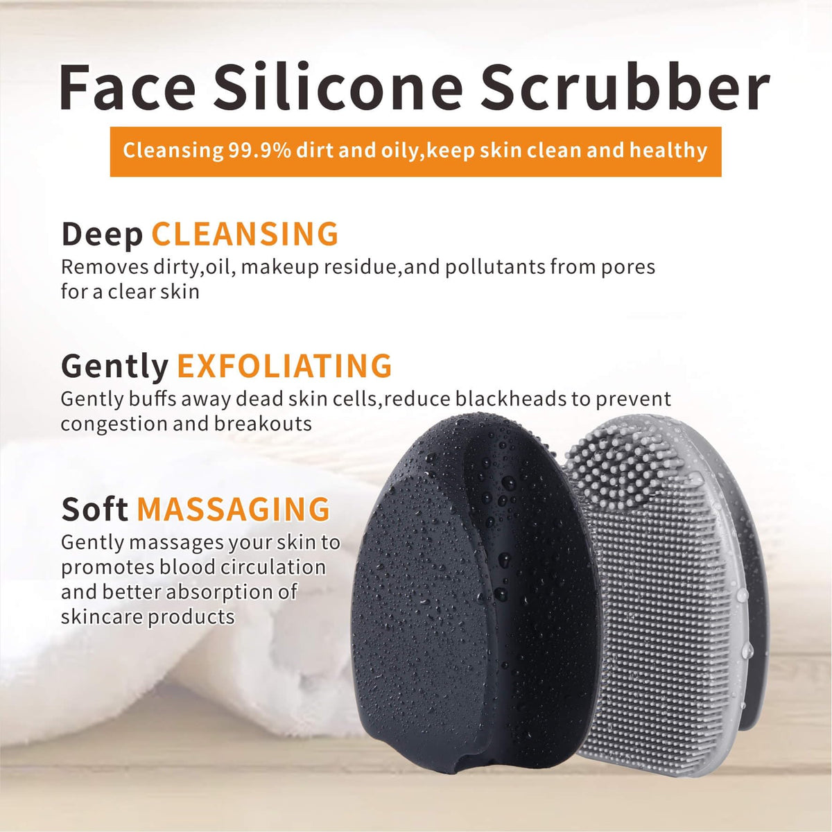 HIEERBUS silicone scrubber in use on a woman's face