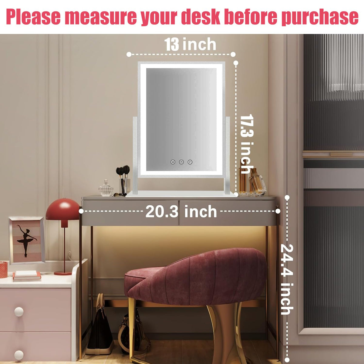 HIEEY Lighted Makeup Mirror 360° rotation feature