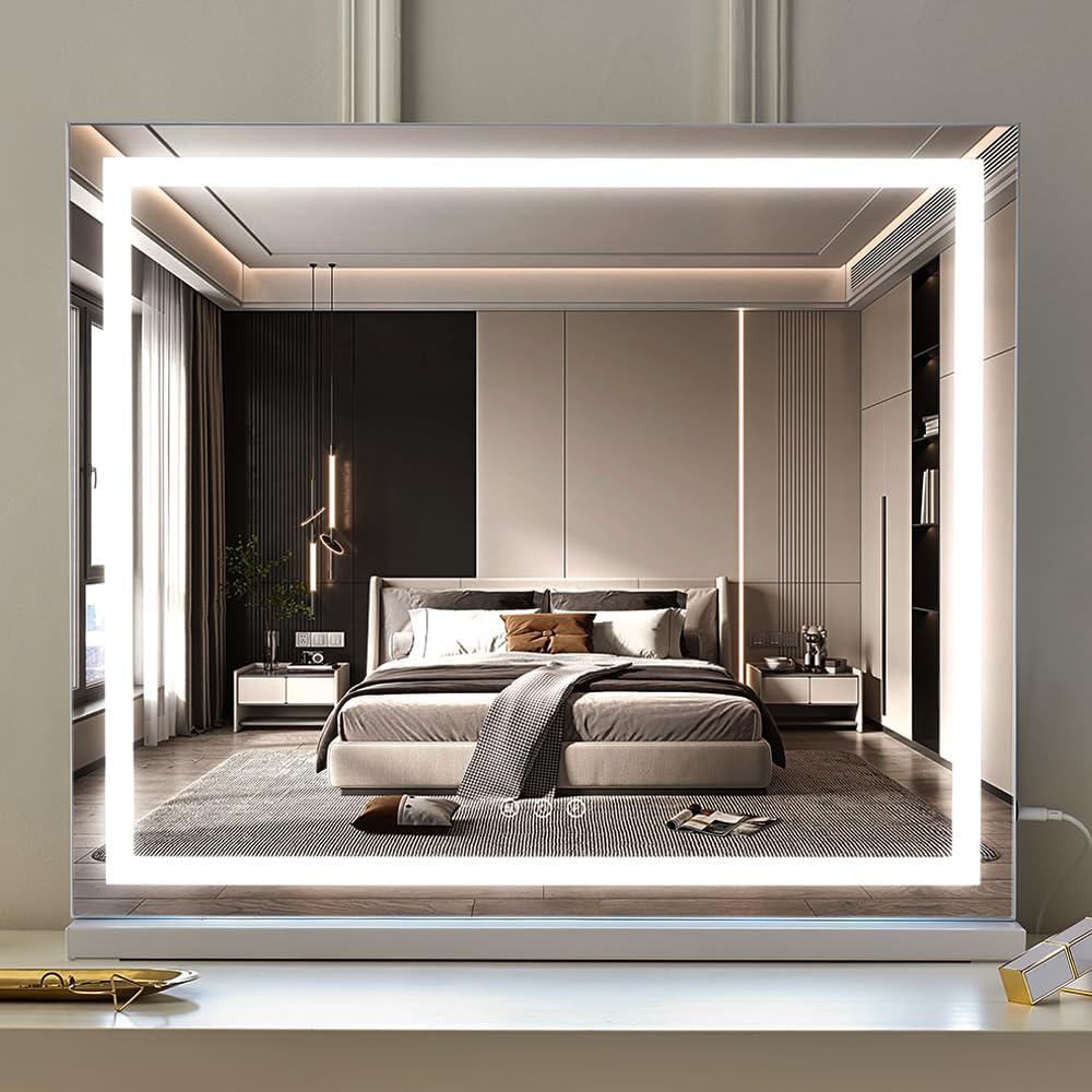 HIEEY Lighted Makeup Mirror mounted on a wall