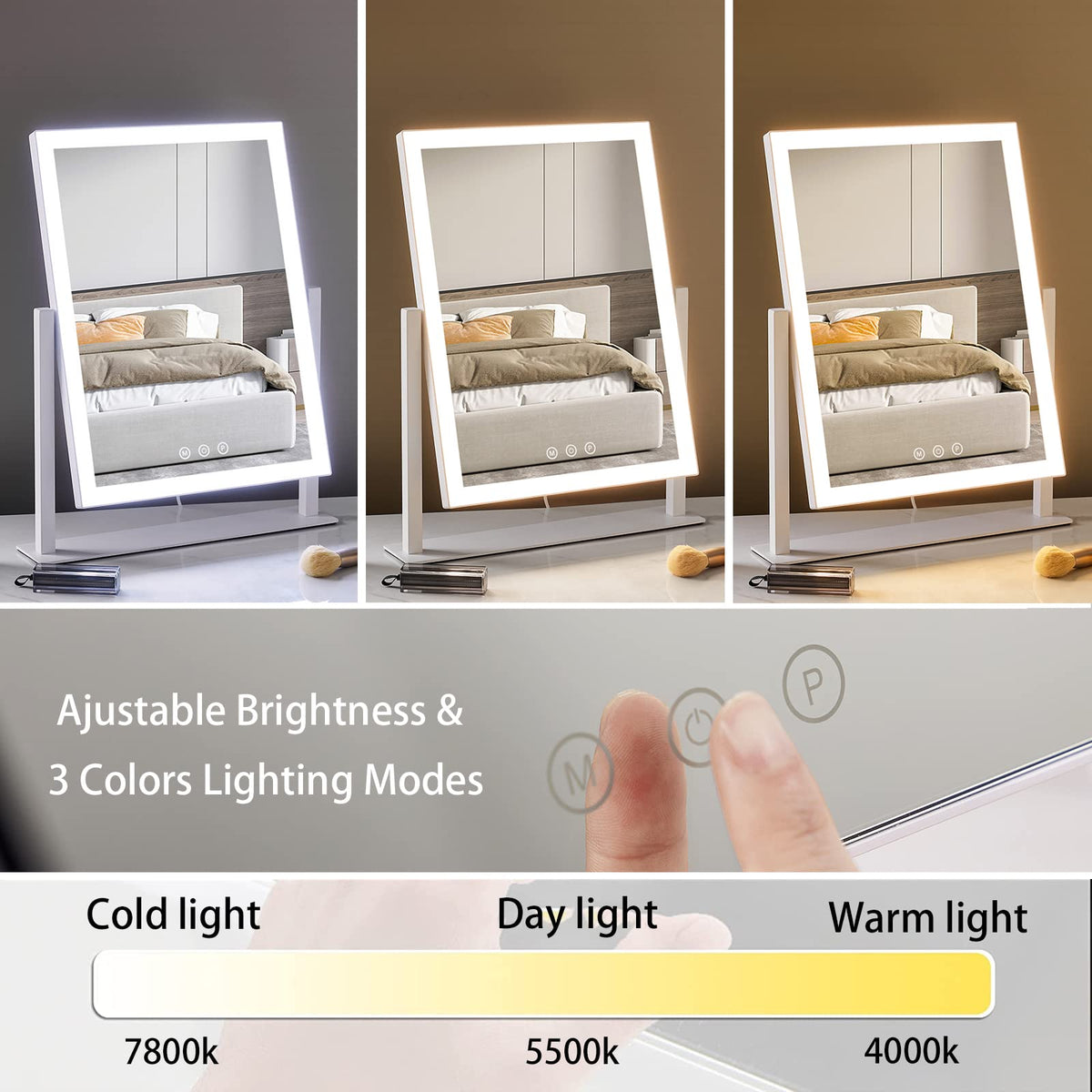 HIEEY Lighted Makeup Mirror touch control panel