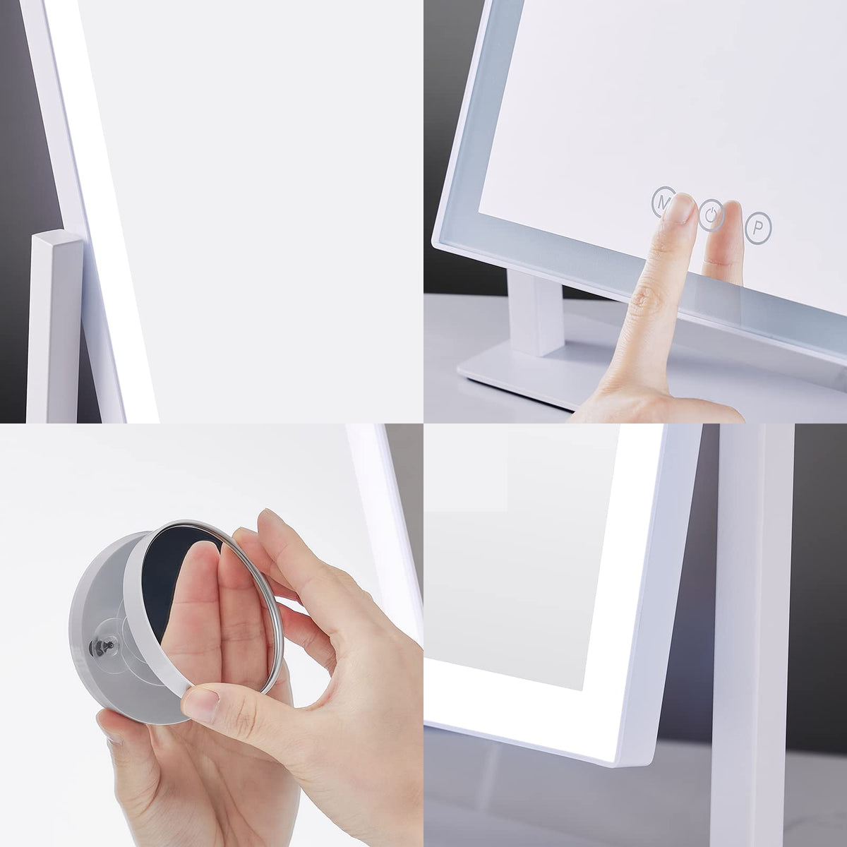 HIEEY Lighted Makeup Mirror with detachable magnifying mirror