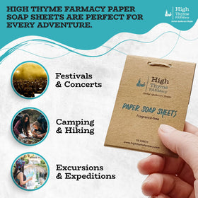 High Thyme FARMacy Travel Soap Sheets being used with water