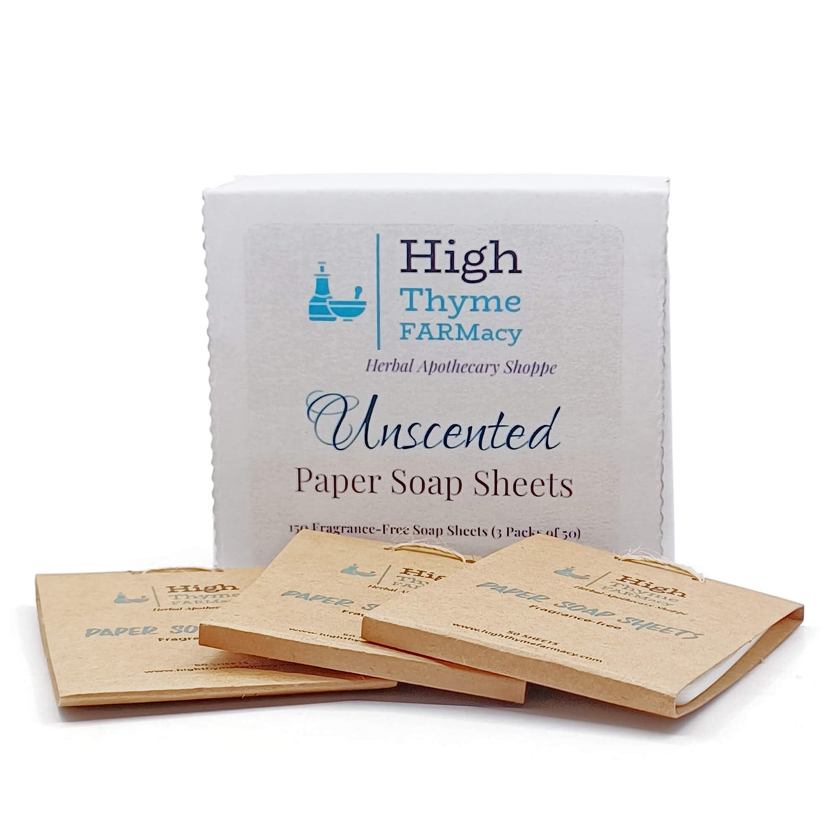 High Thyme FARMacy Travel Soap Sheets front view with packaging