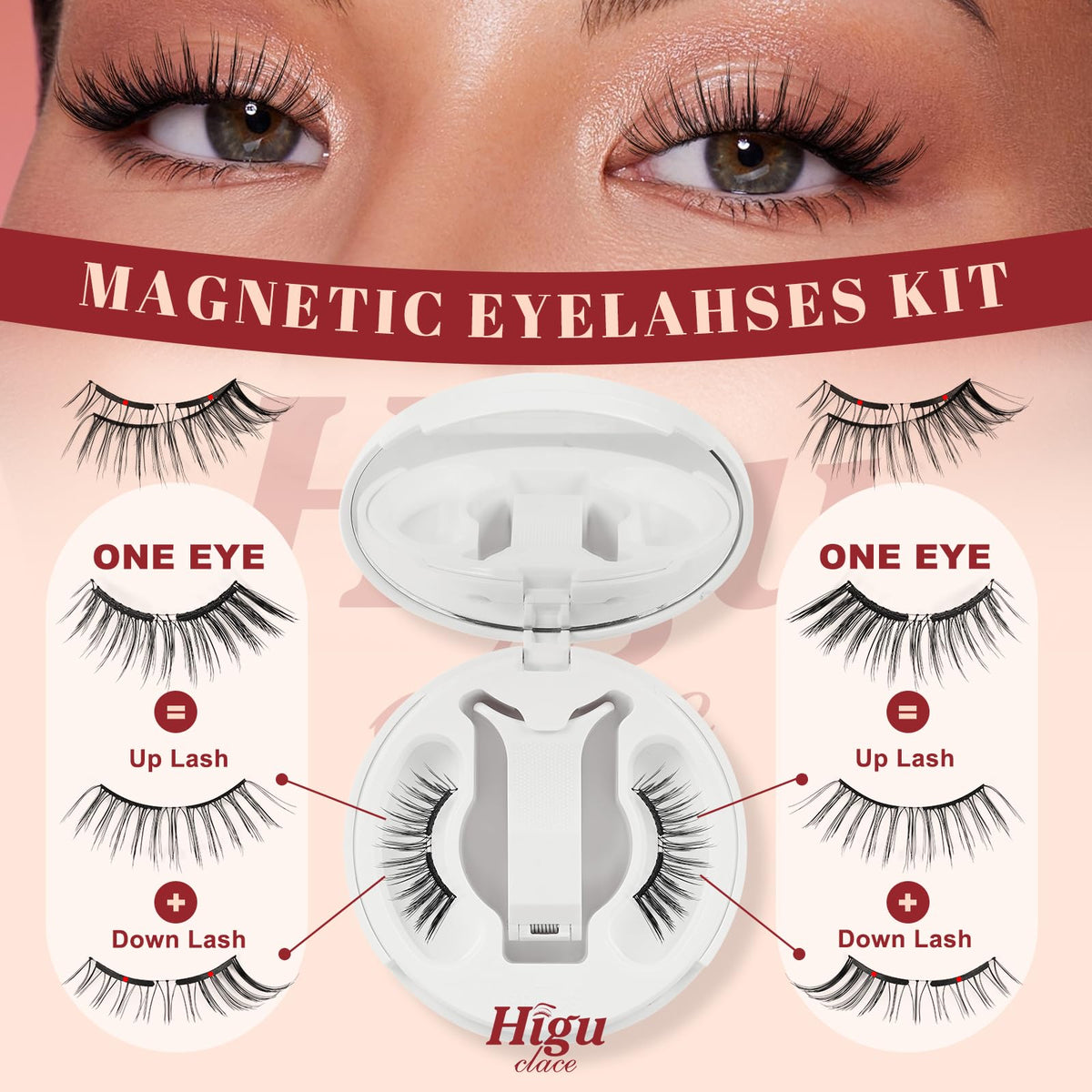 Higu clace magnetic eyelashes applied on model