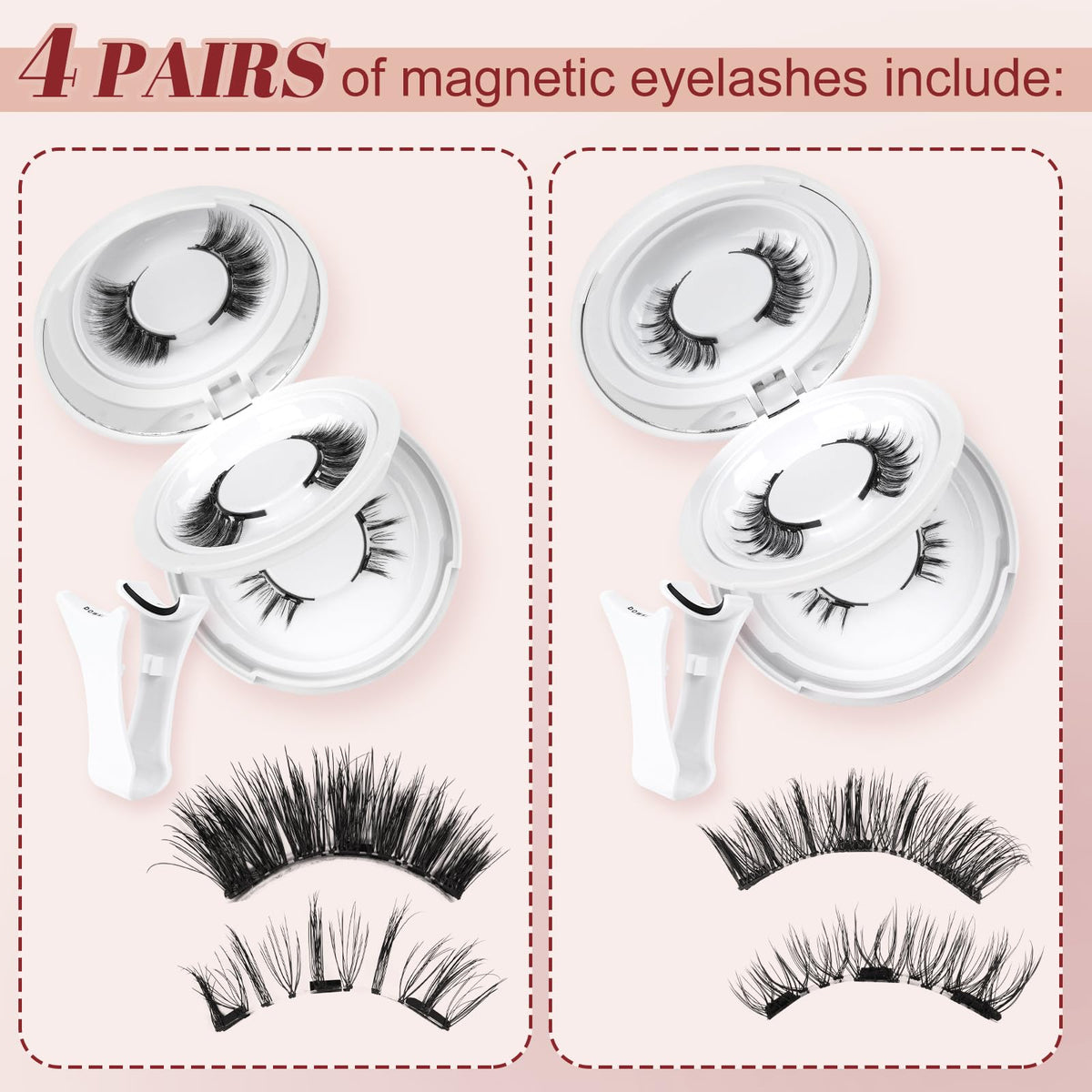 Higu clace magnetic eyelashes displayed with mirror