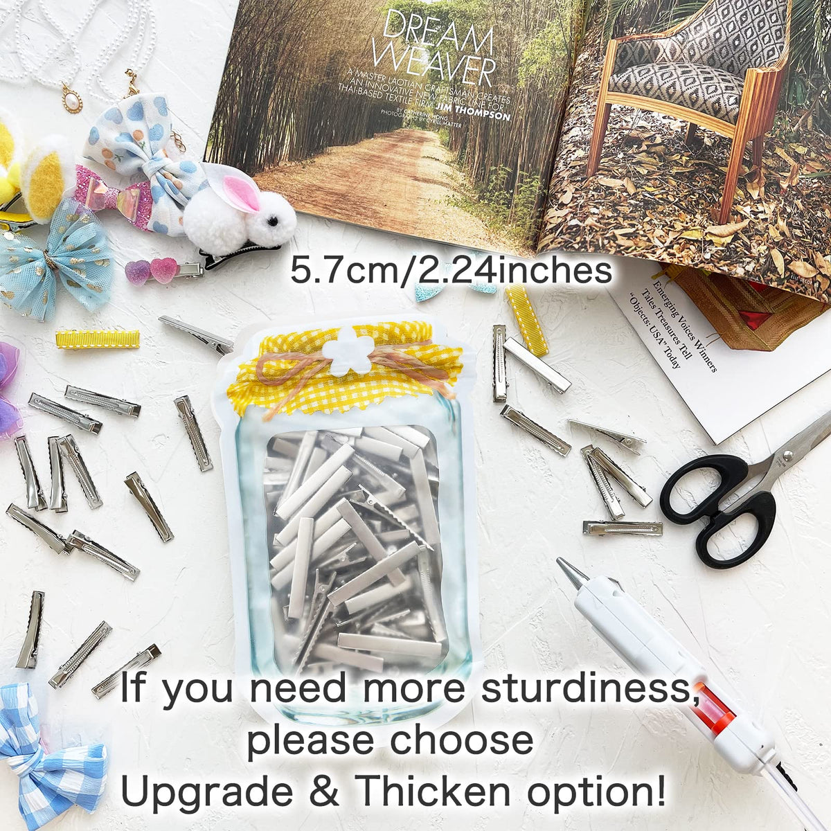 HiJeaton Alligator Metal Hair Clips in use with hair bows
