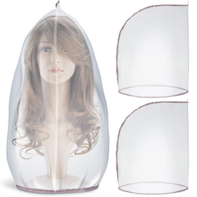 Hillban 3 Pcs Wig Storage Bags in silver, front view