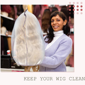 Hillban wig storage bags displayed with wigs inside