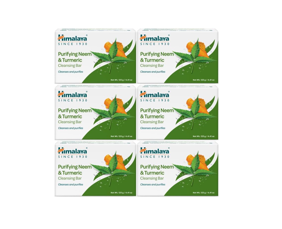 Himalaya Purifying Neem & Turmeric Cleansing Bar Soap 6 Pack front view