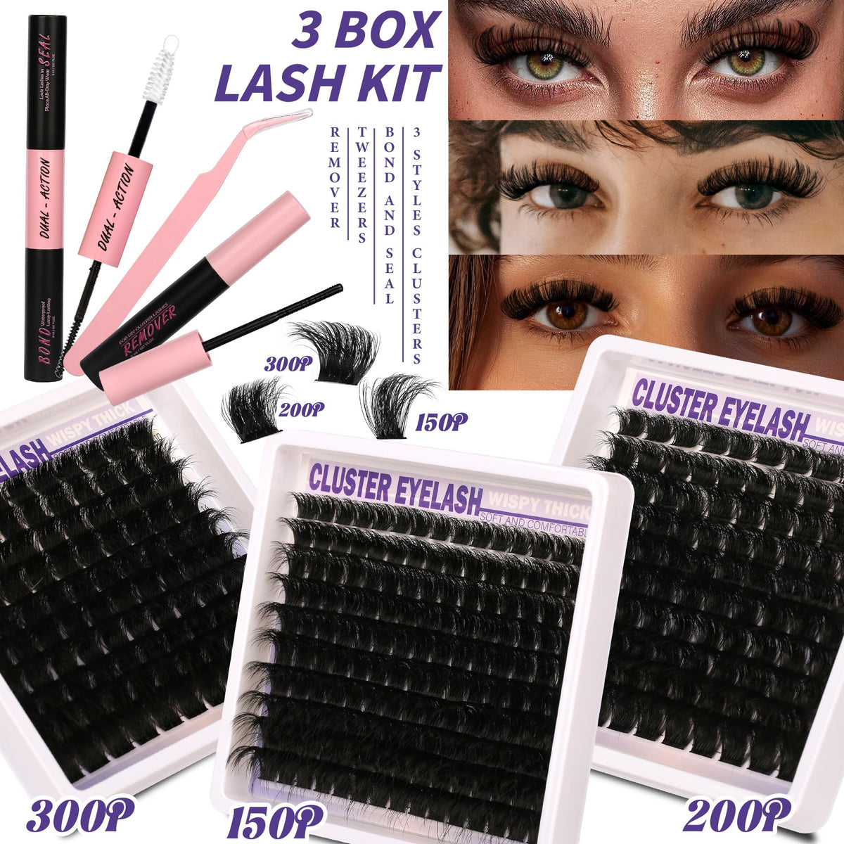 Himirell Lashes Clusters Kit 150D style close-up
