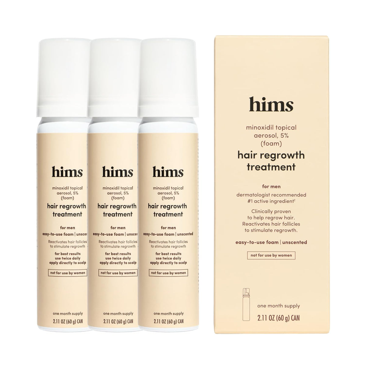 HIMS & HERS Hair Regrowth 5% Minoxidil 3 Pack front view