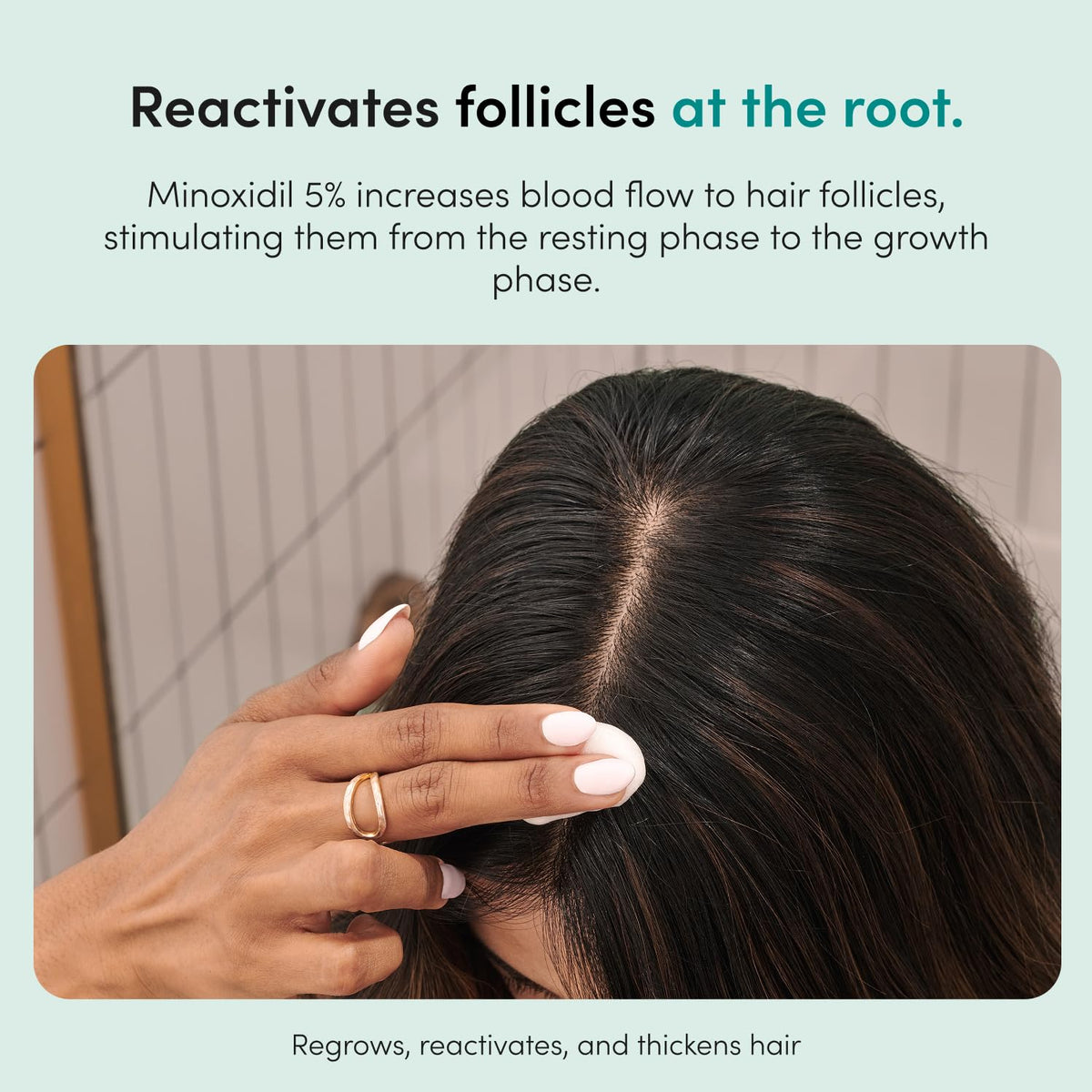 HIMS & HERS Hair Regrowth Foam 5% application on hand