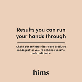 HIMS & HERS Minoxidil 5% solution with hair care products