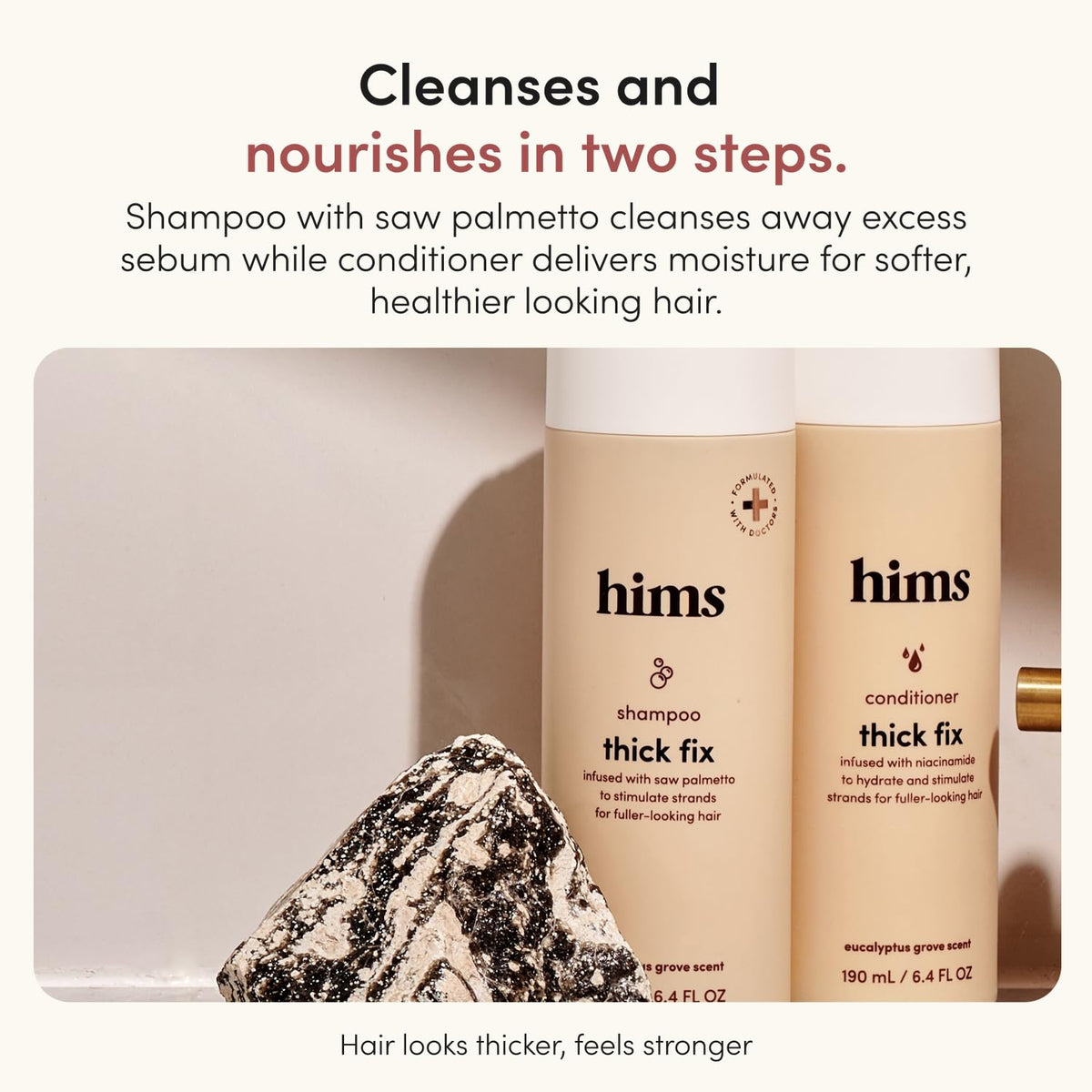 HIMS & HERS Thick Fix Shampoo and Conditioner side view