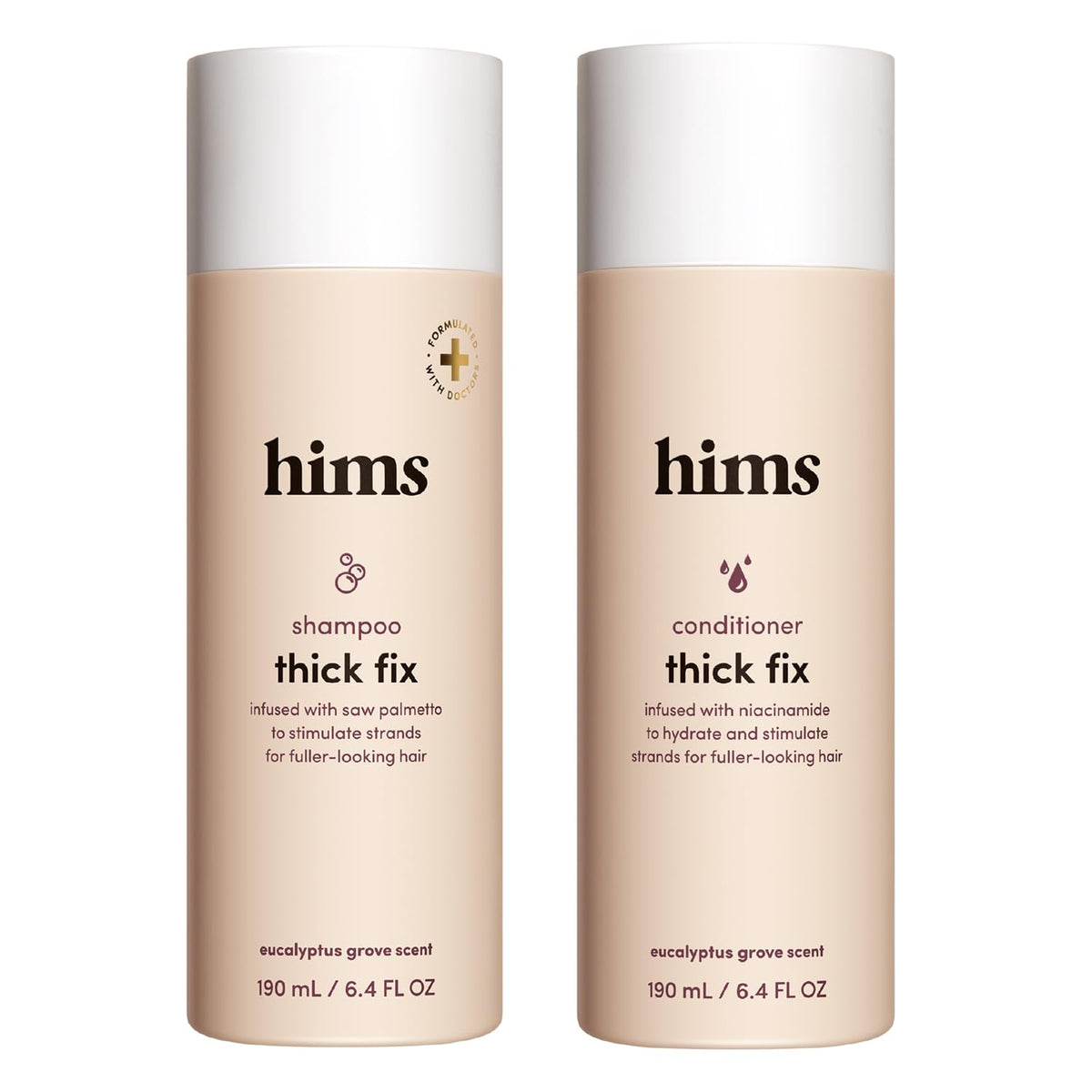 HIMS & HERS Thick Fix Shampoo front view with eucalyptus scent