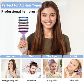 HIPPIH Boar Bristle Hair Brush in use on wet hair