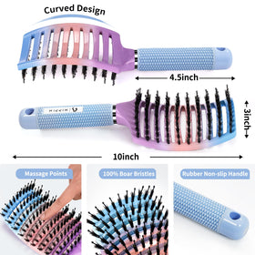 HIPPIH Boar Bristle Hair Brush with nylon pins close-up