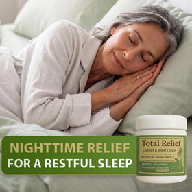 HiRelief Magnesium Cream lifestyle scene on bedside table