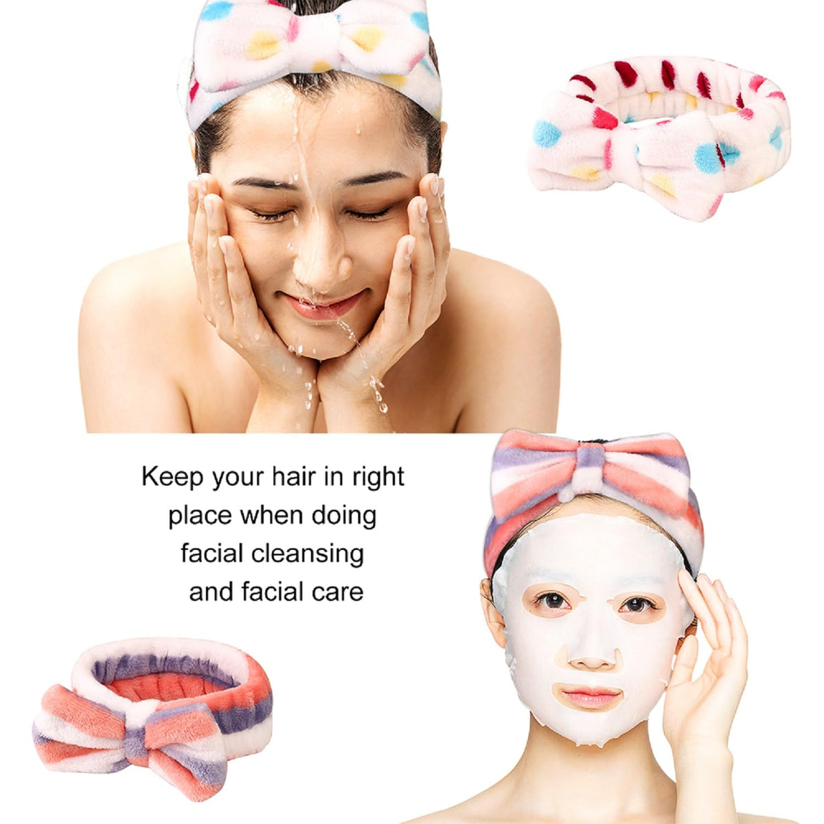 Hishexin Spa Headband on a model during a skincare routine