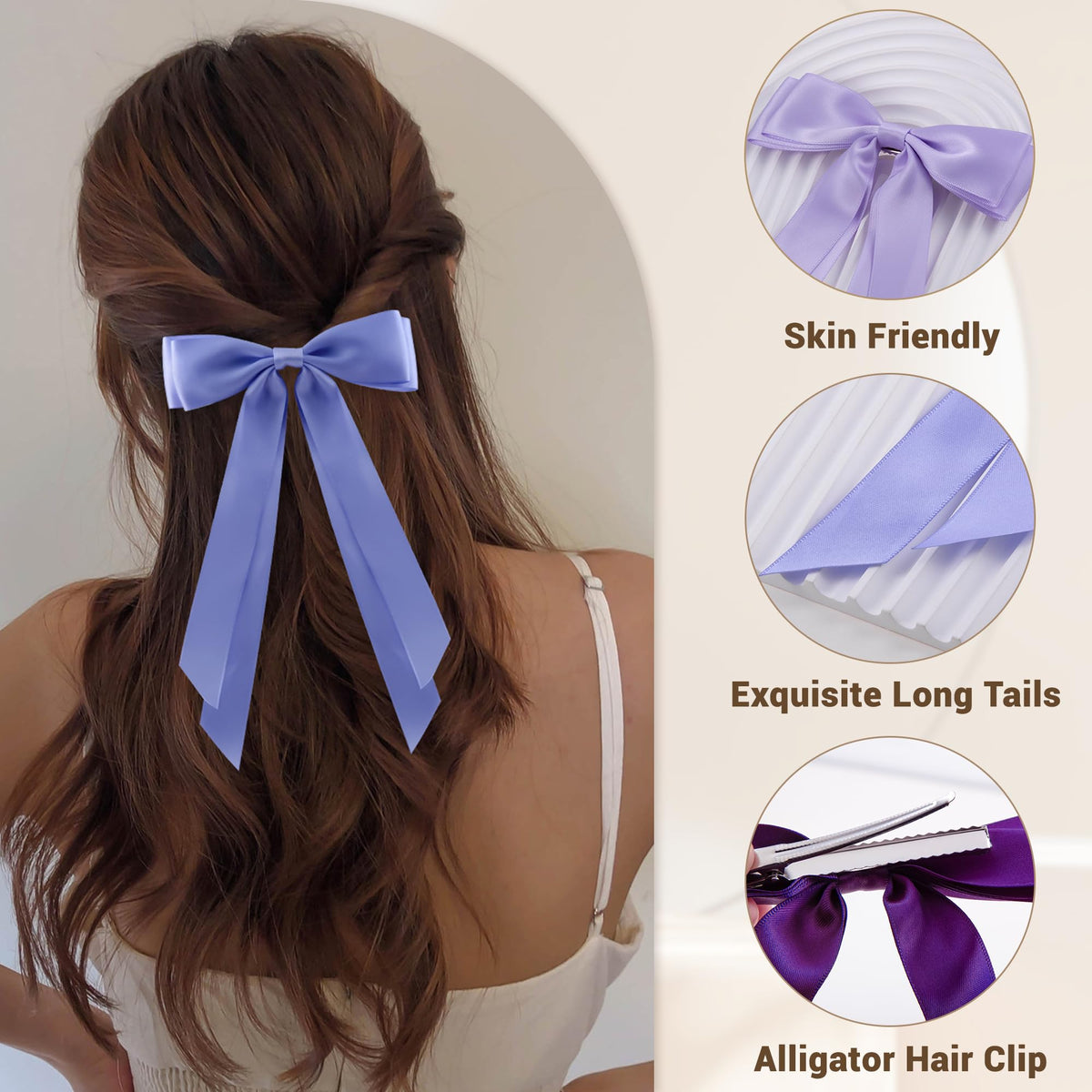 hisial hair clips with long ribbons close-up