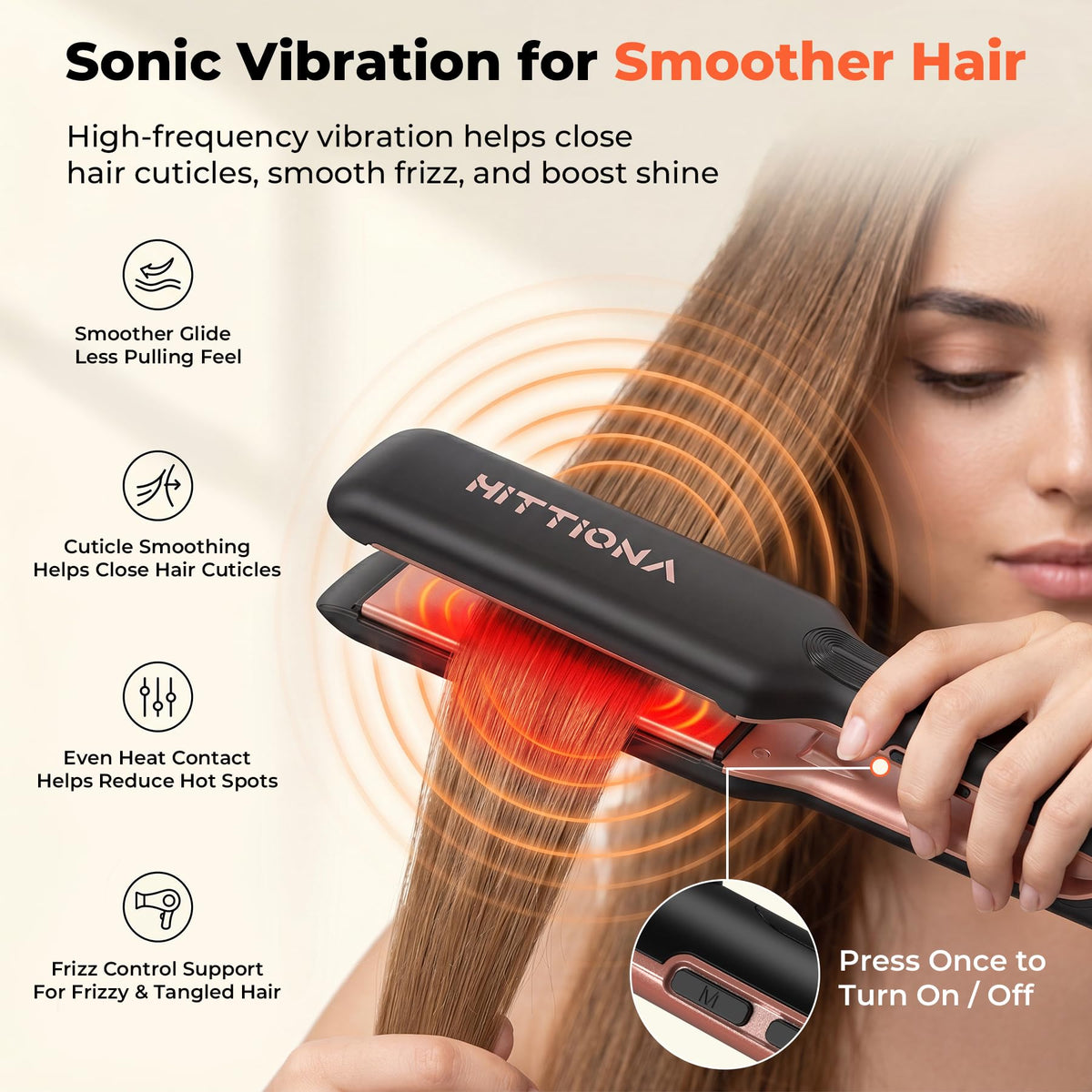 HITTIONA Ceramic Hair Straightener in storage pouch