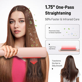 HITTIONA Wide Ceramic Hair Straightener digital display close-up