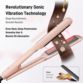 HITTIONA Wide Ceramic Hair Straightener lifestyle scene with user