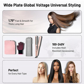 HITTIONA Wide Ceramic Hair Straightener side view showing ceramic plate