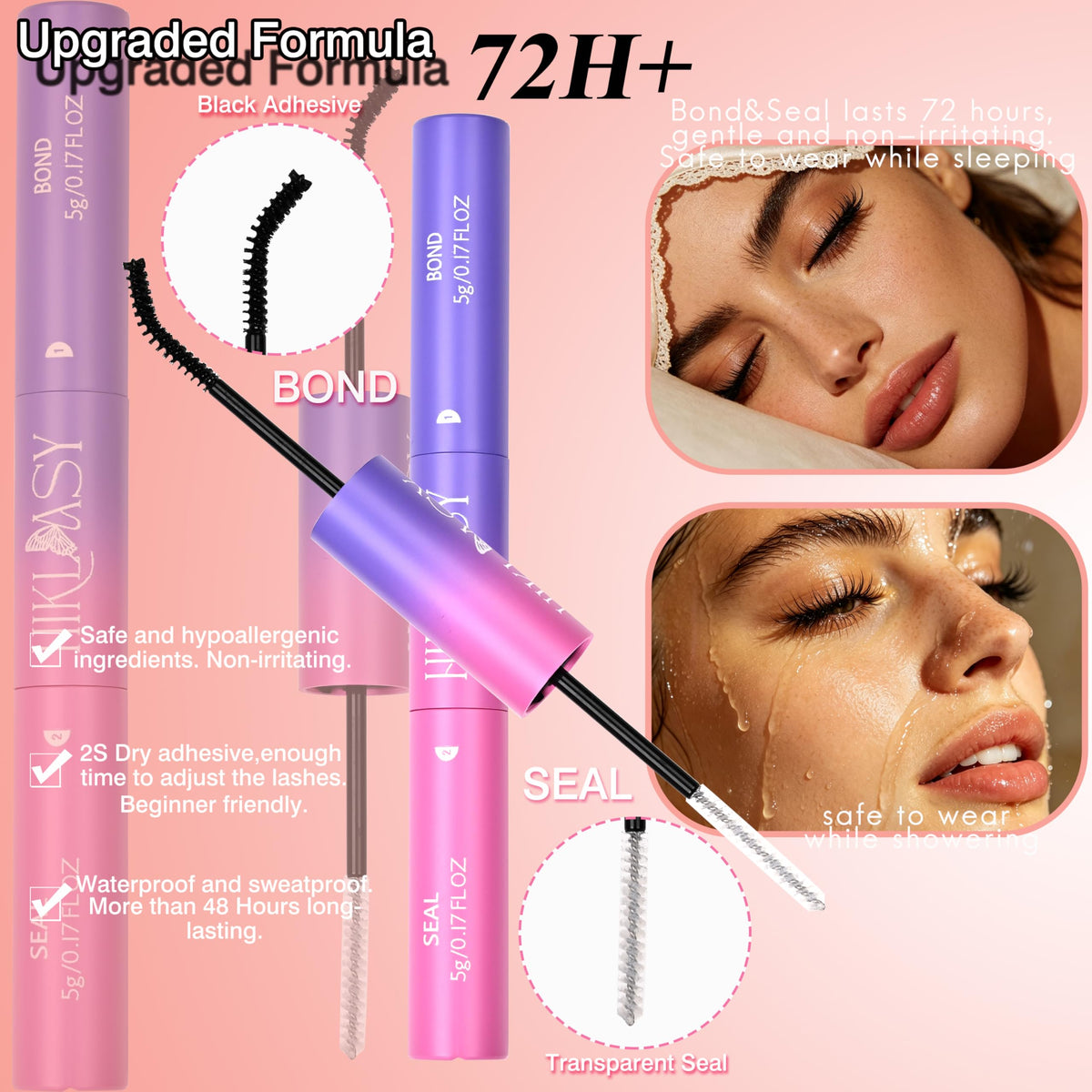 HK HIKLASY Lash Clusters Kit contents including bond and seal