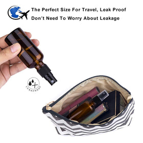 hmaimas 2oz amber glass spray bottle in a travel makeup bag