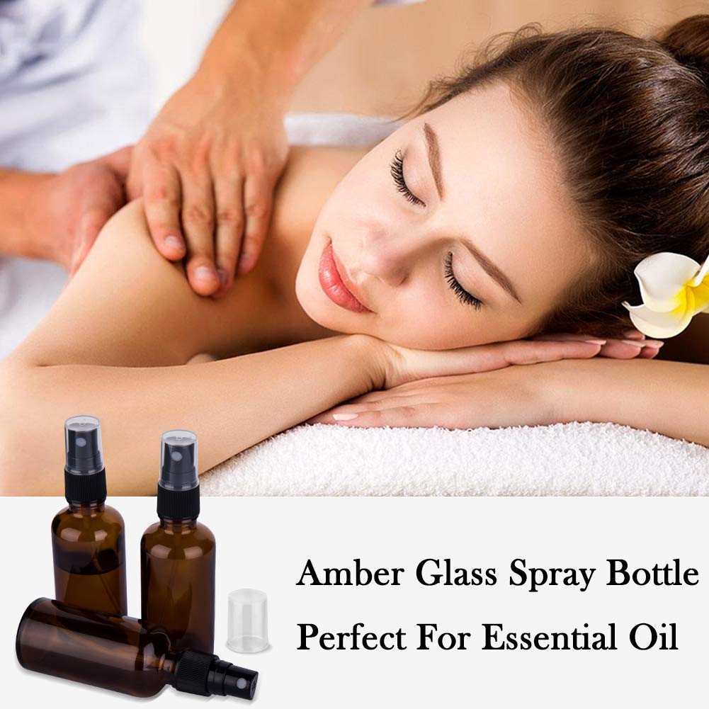 hmaimas 2oz amber glass spray bottle with label for essential oils
