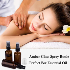 hmaimas 2oz amber glass spray bottle with label for essential oils