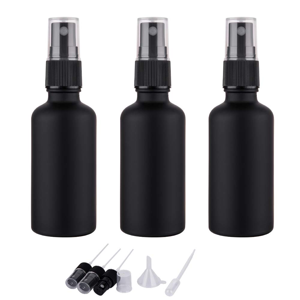 hmaimas 2oz frosted black glass spray bottle front view