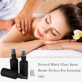 hmaimas 2oz frosted black glass spray bottle labels