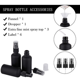 hmaimas 2oz frosted black glass spray bottle side view