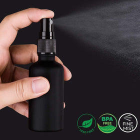 hmaimas 2oz frosted black glass spray bottle with black mist sprayer