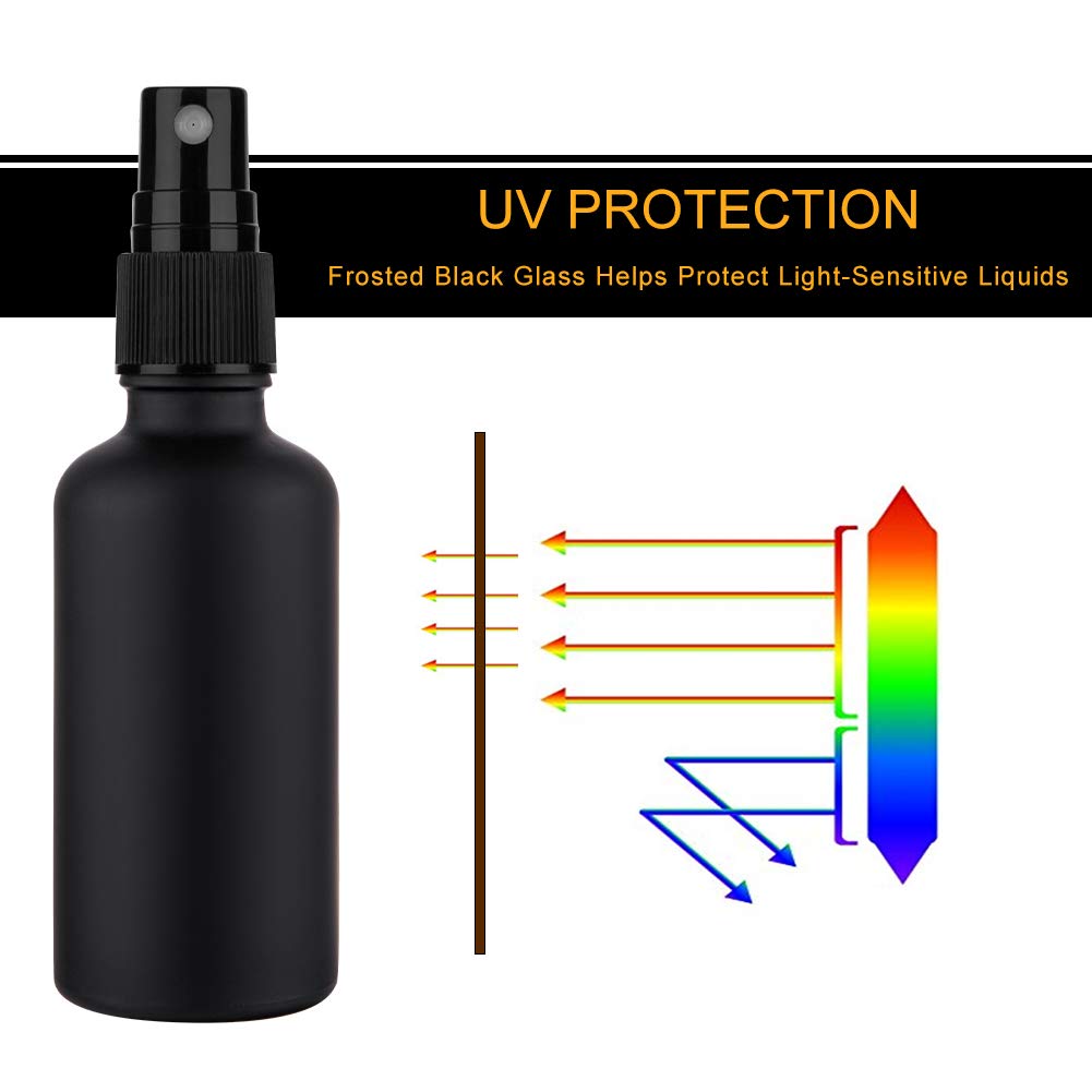 hmaimas 2oz frosted black glass spray bottle with dropper and funnel