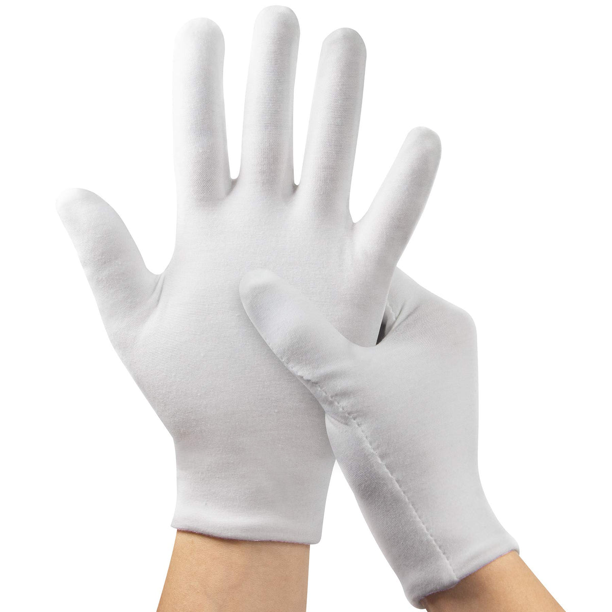 HMNYSOL white cotton gloves front view