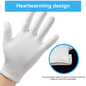 HMNYSOL white cotton gloves on hands applying lotion