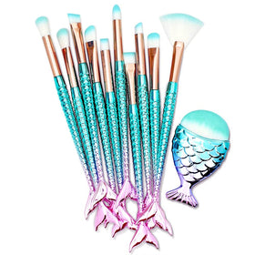 HOFASON 11PCS Makeup Brushes Set with mermaid handles front view