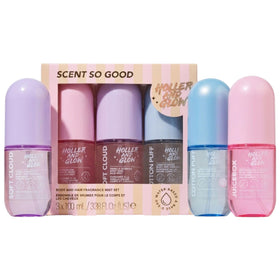 Holler & Glow Body & Hair Fragrance Mist Trio packaging front view