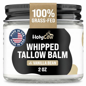 HolyCow Beef Tallow Body Butter 2 oz jar front view with vanilla scent