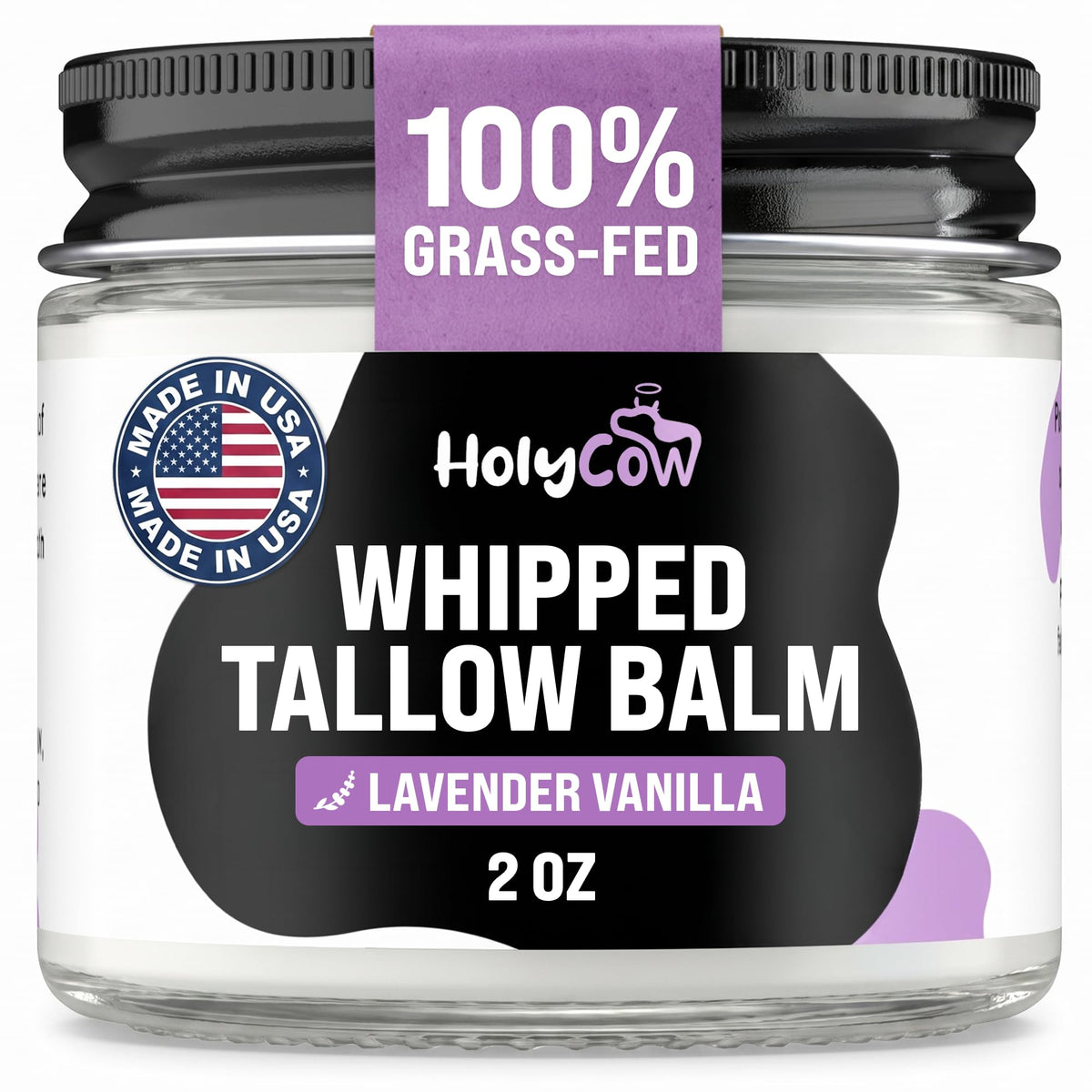 HolyCow Beef Tallow Body Butter 2 Oz Lavender Vanilla front view